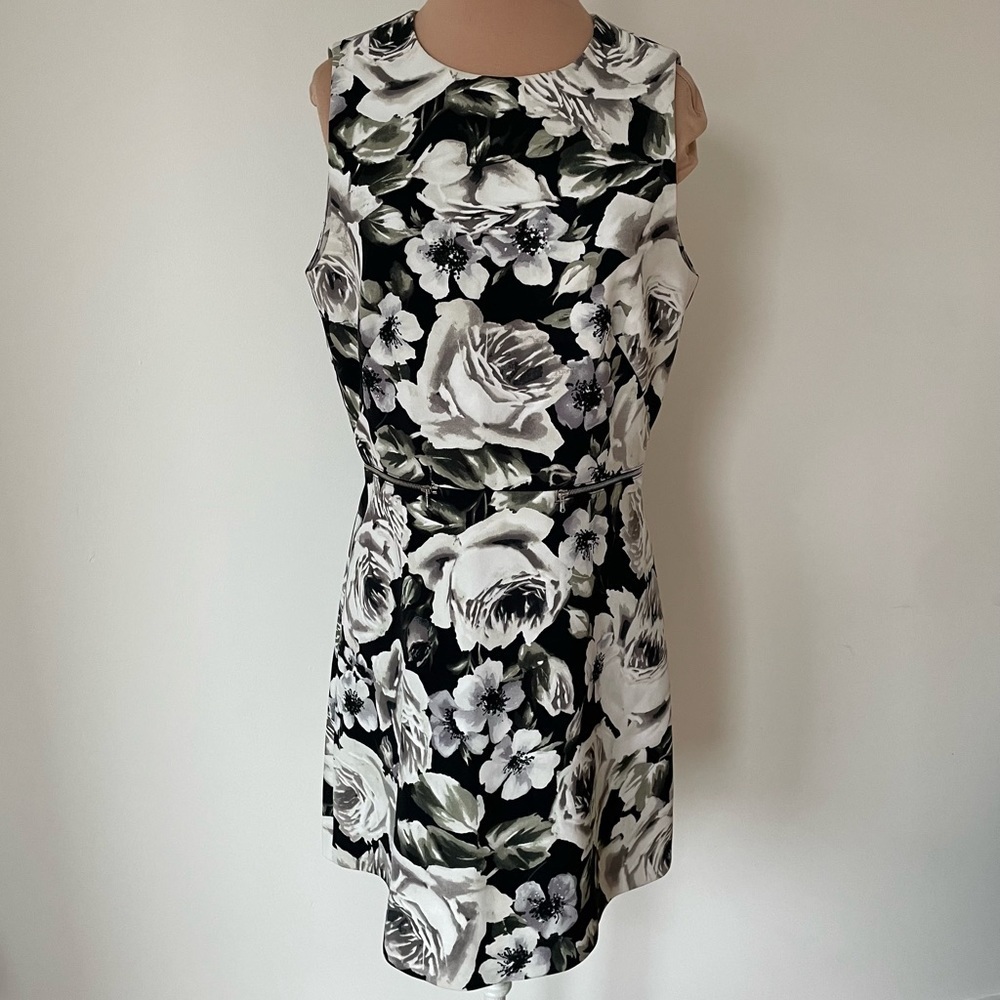Sportmax Code Floral Rose Zipper Waist High Neck Sleeveless Fit & Flare Dress 8